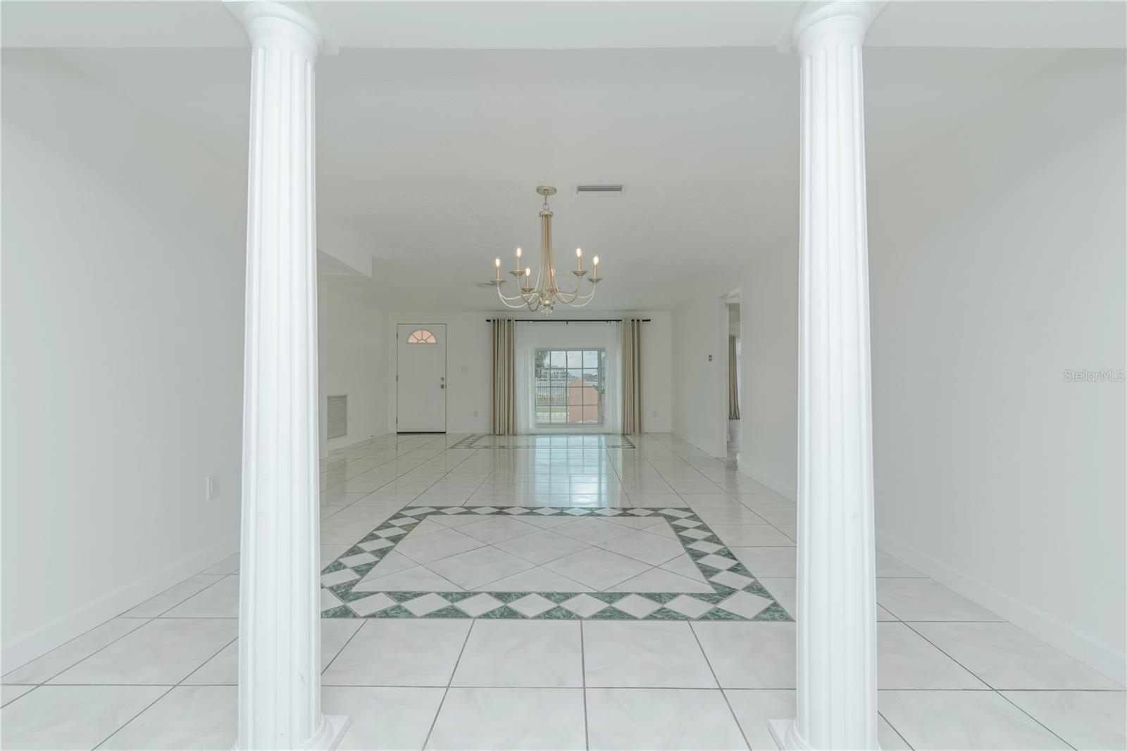 View into dining room and living room.