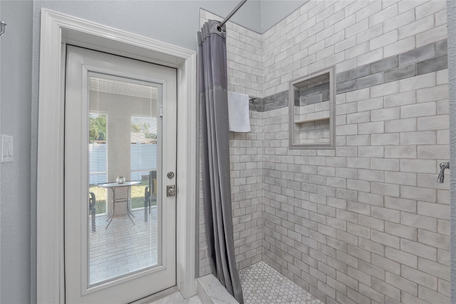 Tiled Shower in Bathroom