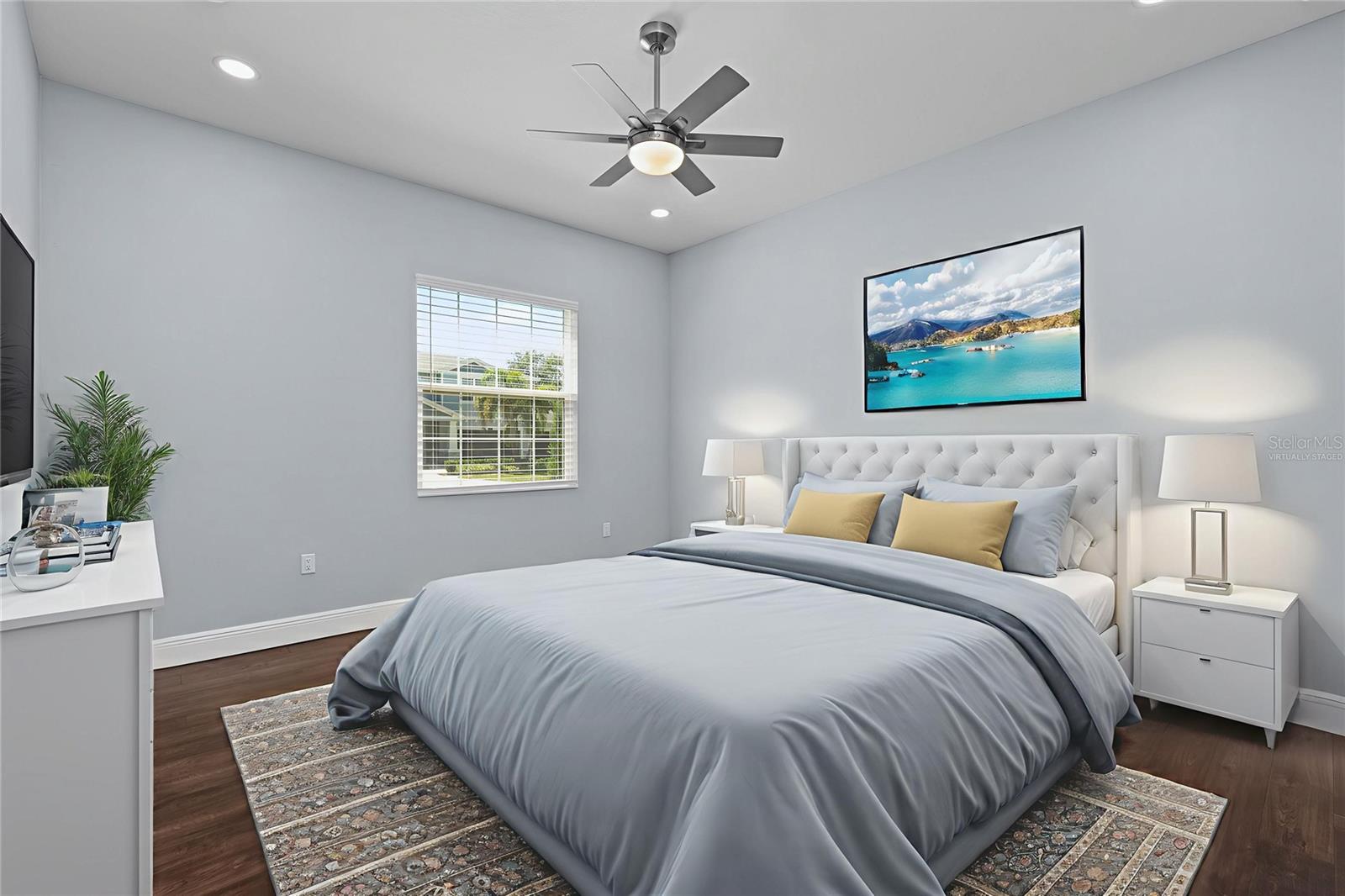 Virtually staged Bedroom on 1st floor with En suite Bathroom