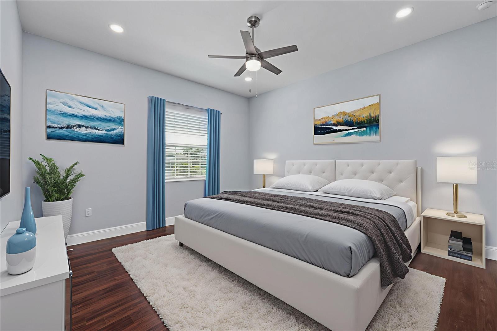Virtually staged Bedroom 3 has a large walk in closet and is located on the opposite side of the home