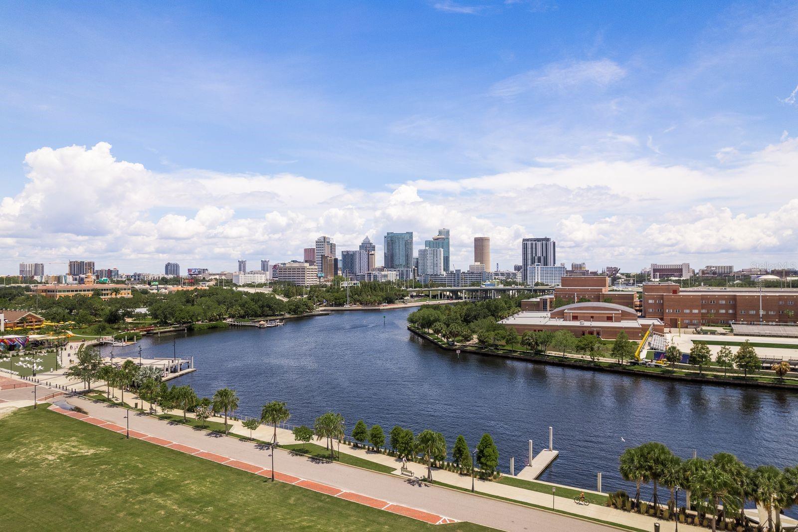 Walk along the Riverwalk to downtown from your front doorstep