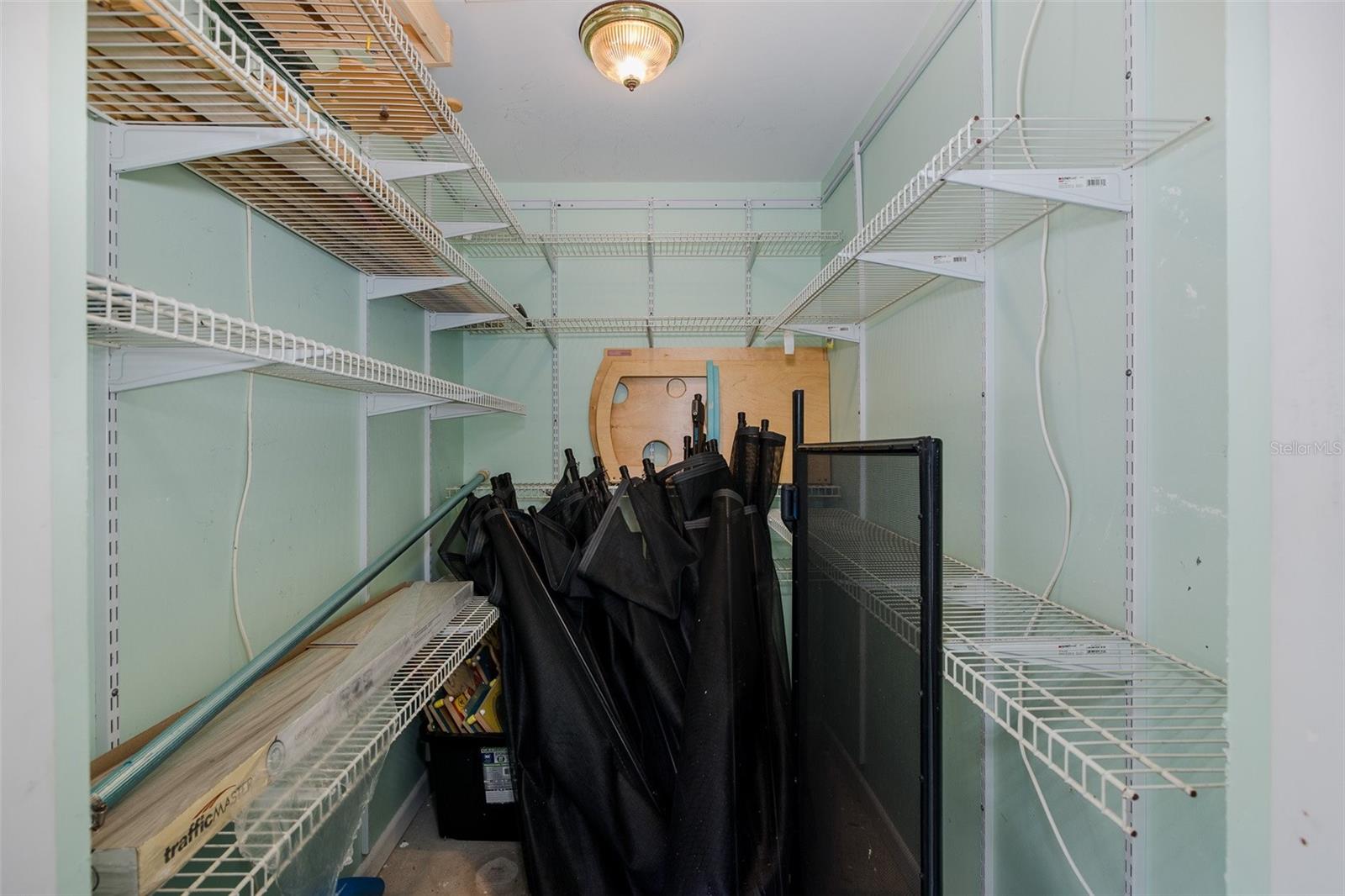 Pool area storage room.