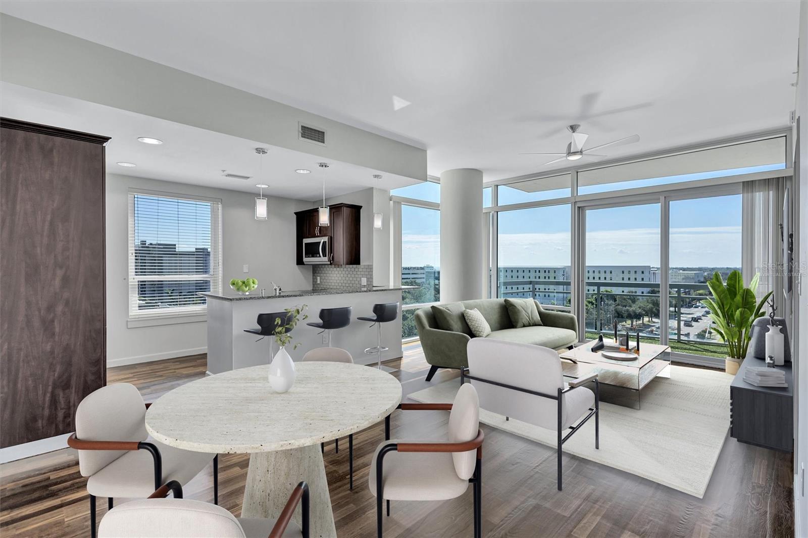 Virtually Staged Living and Dining Room