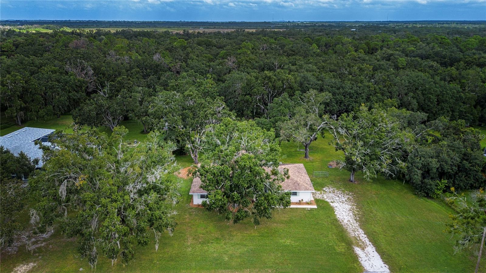 aerial view of front yard