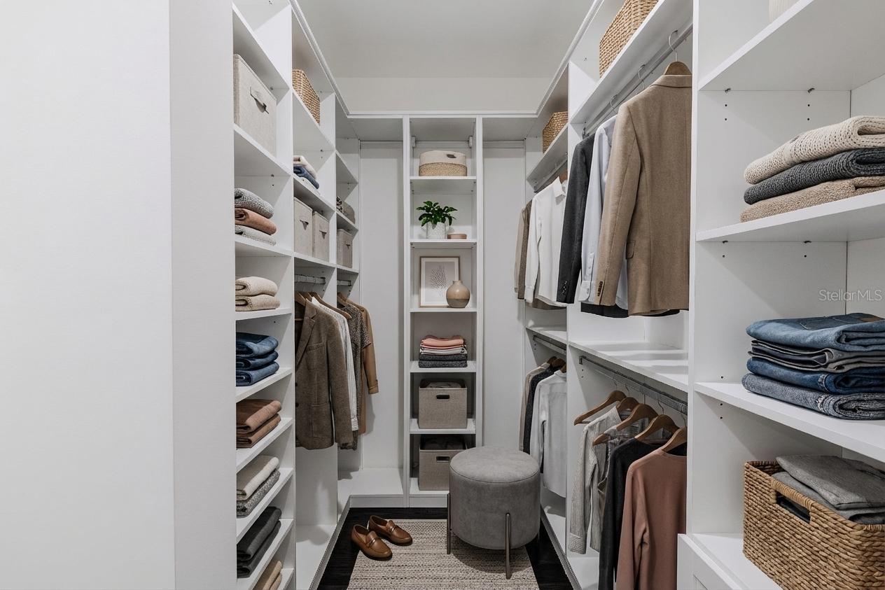 One of Two Walk in Closets in the primary bedroom.