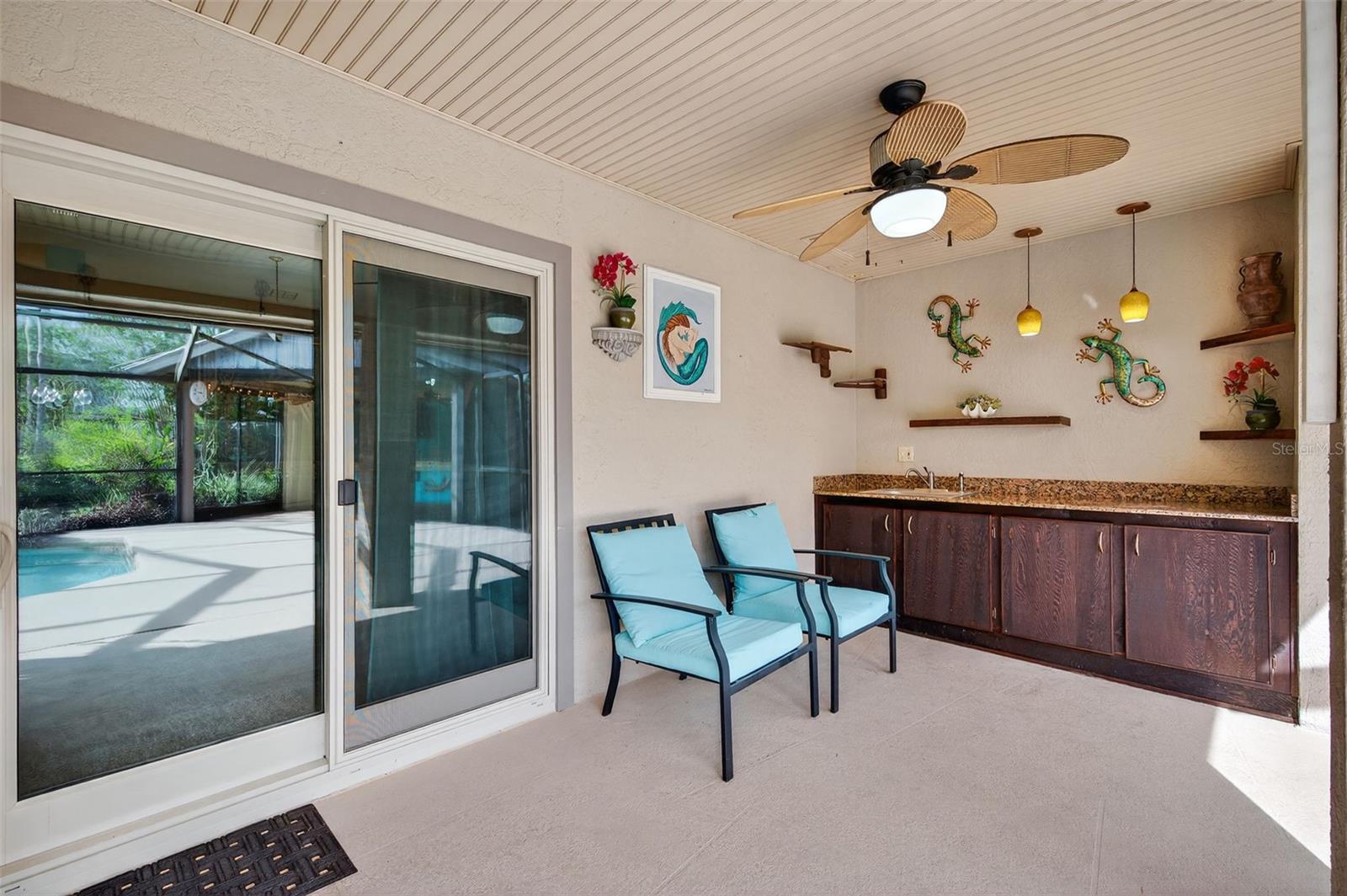 rear patio door and counters