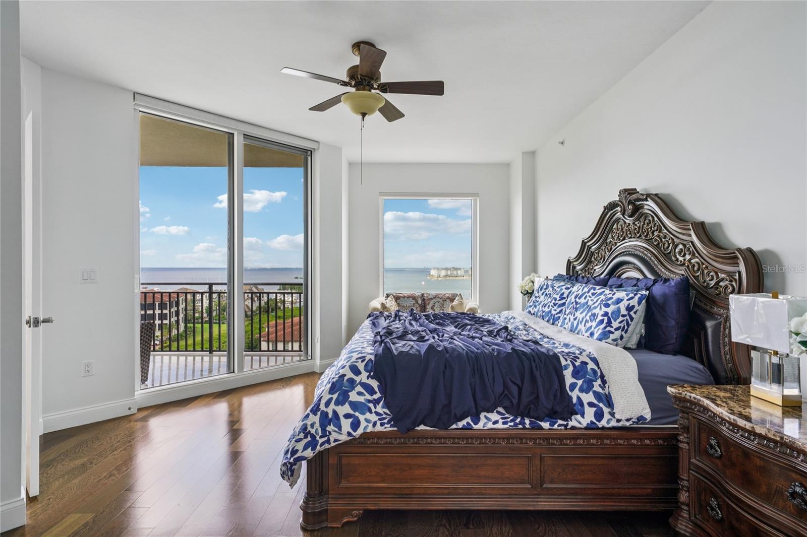 Private retreat with serene water views and balcony access