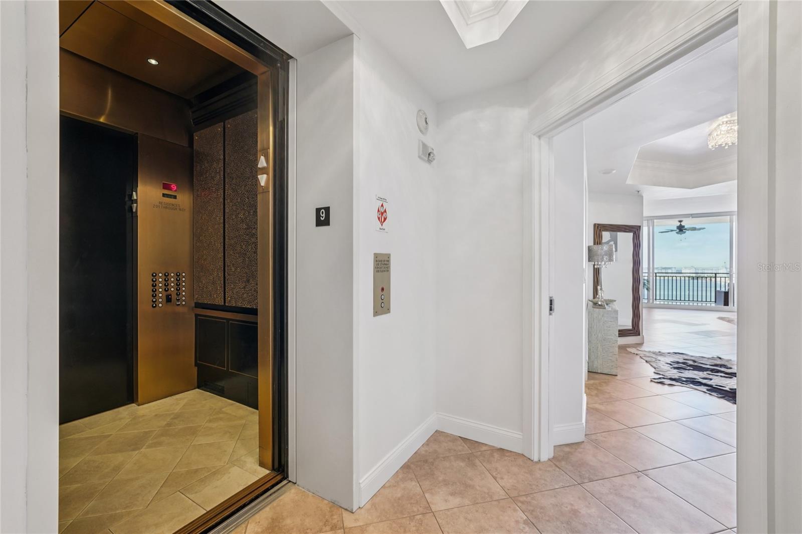 Private elevator foyer to your unit