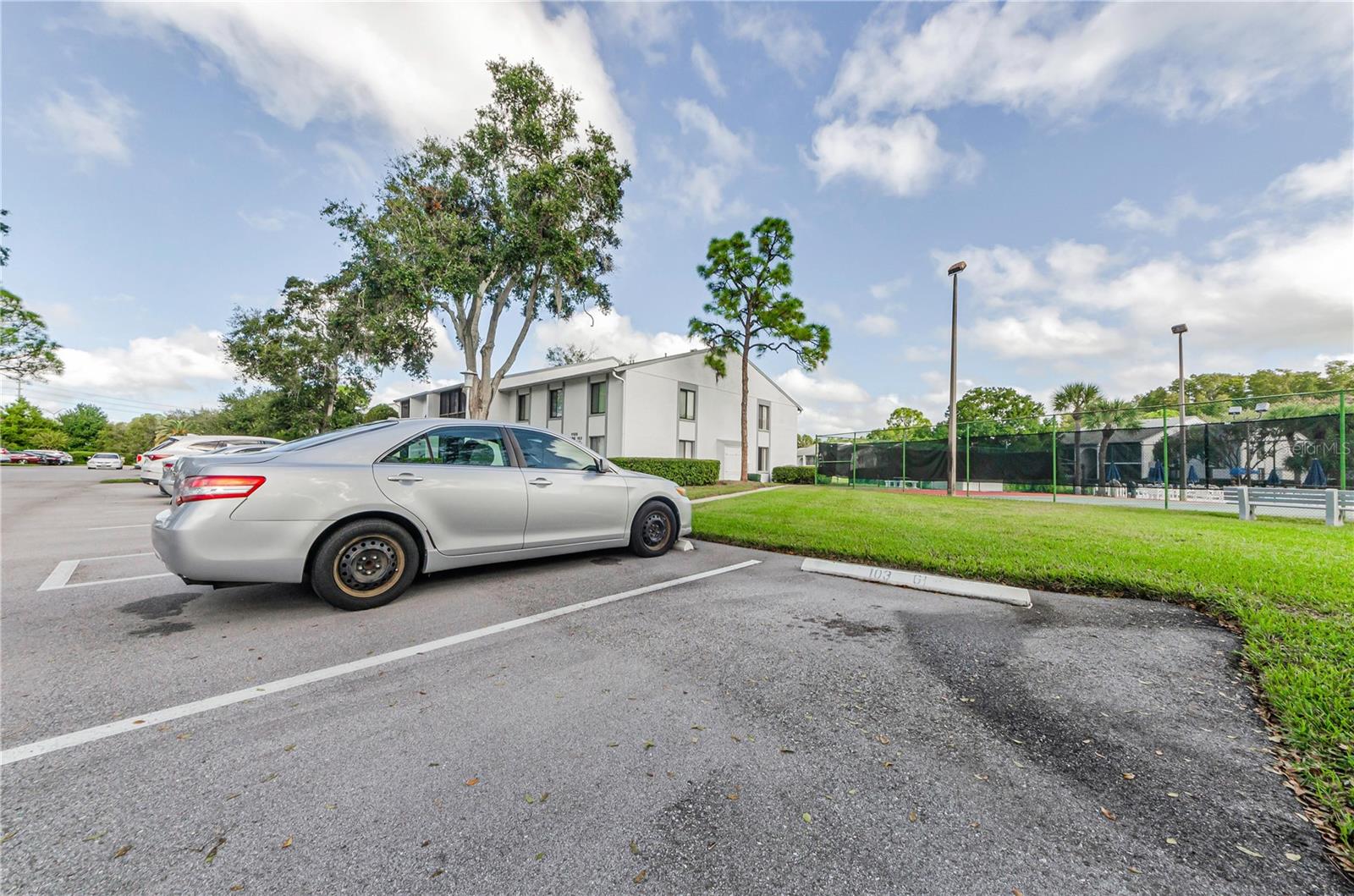 Reserved parking spot in front of bldg
