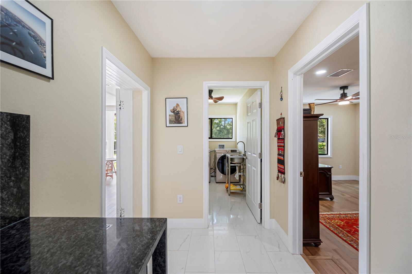 laundry just off kitchen, family room on right
