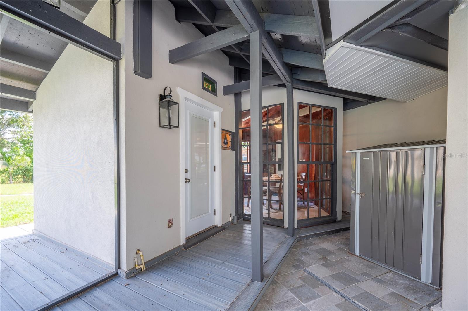 pool bath access & pool equip. storage locker