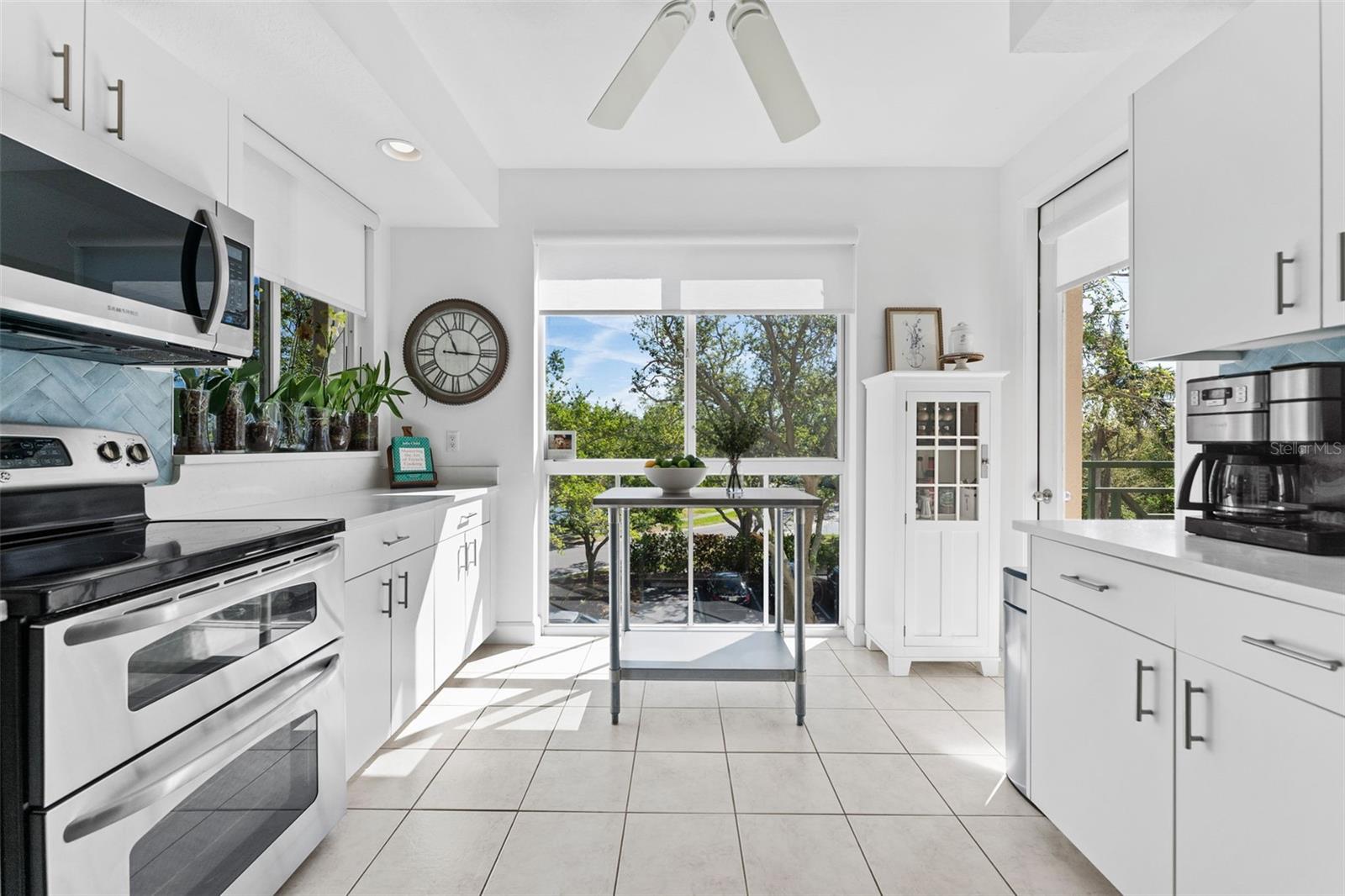 New quartz counter, newer stainless steel appliances.  The kitchen also has it's own delightful balcony