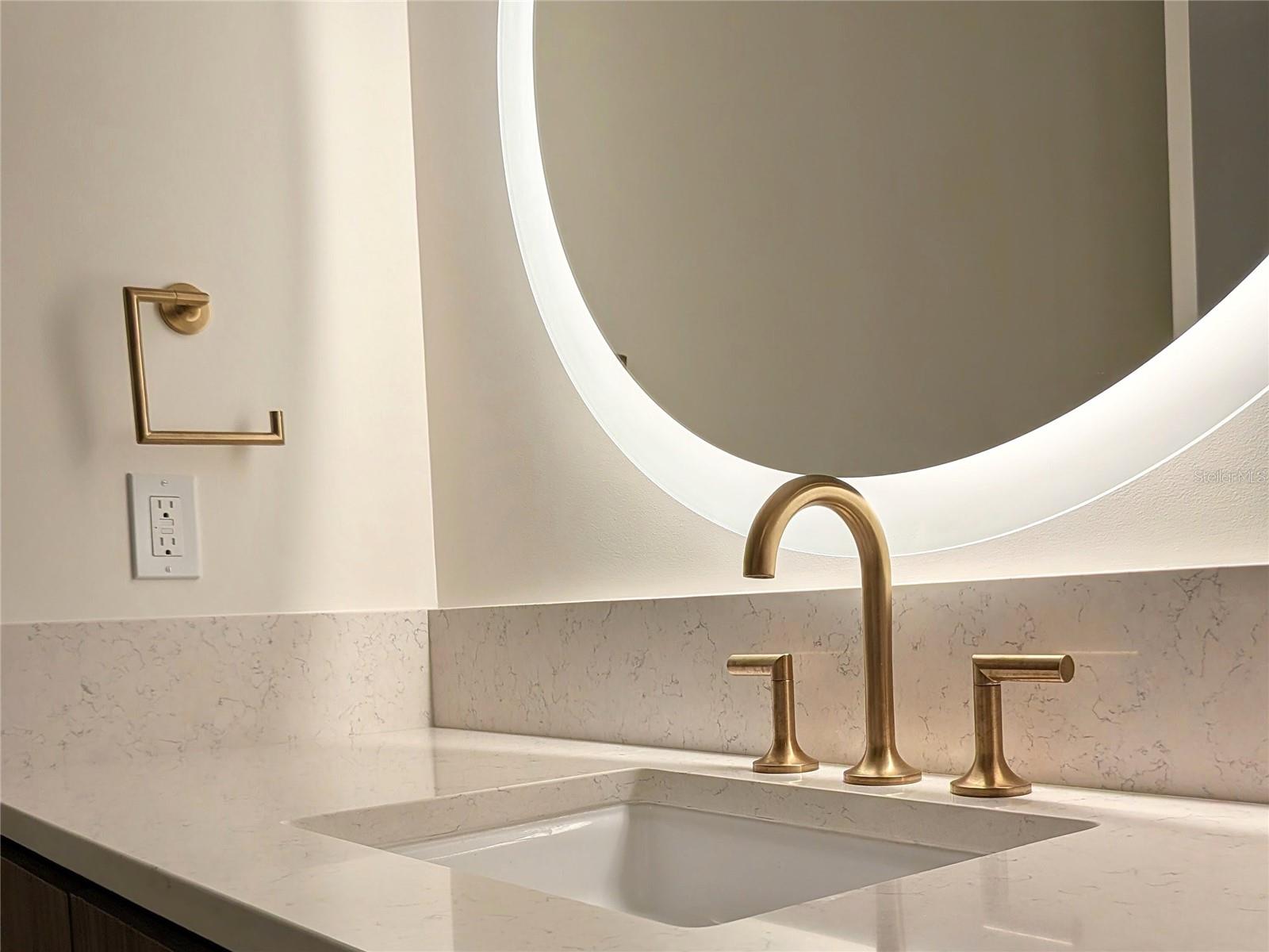 Guest Bath Brizo Faucets and Dimmable Mirror Lighting