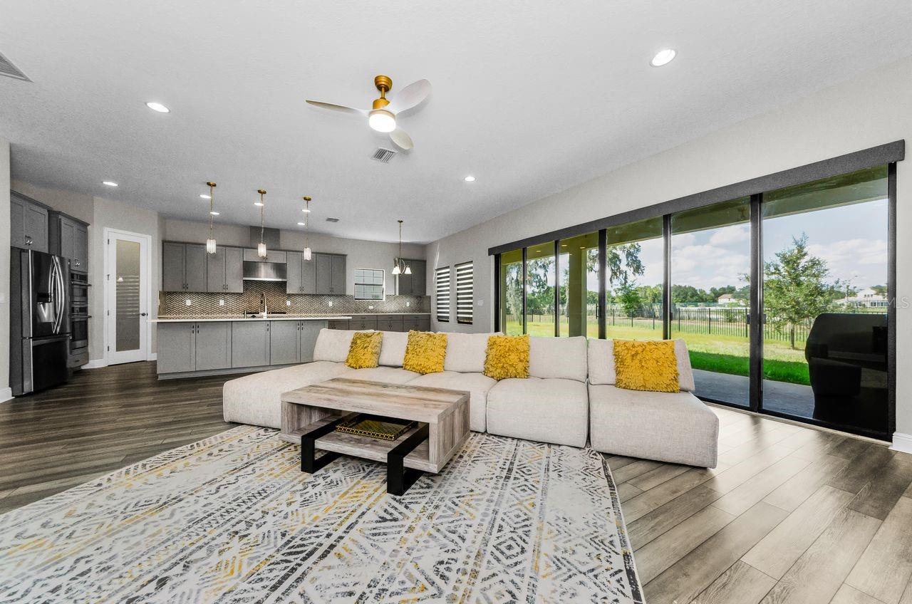 Open concept living, kitchen and room for dining table