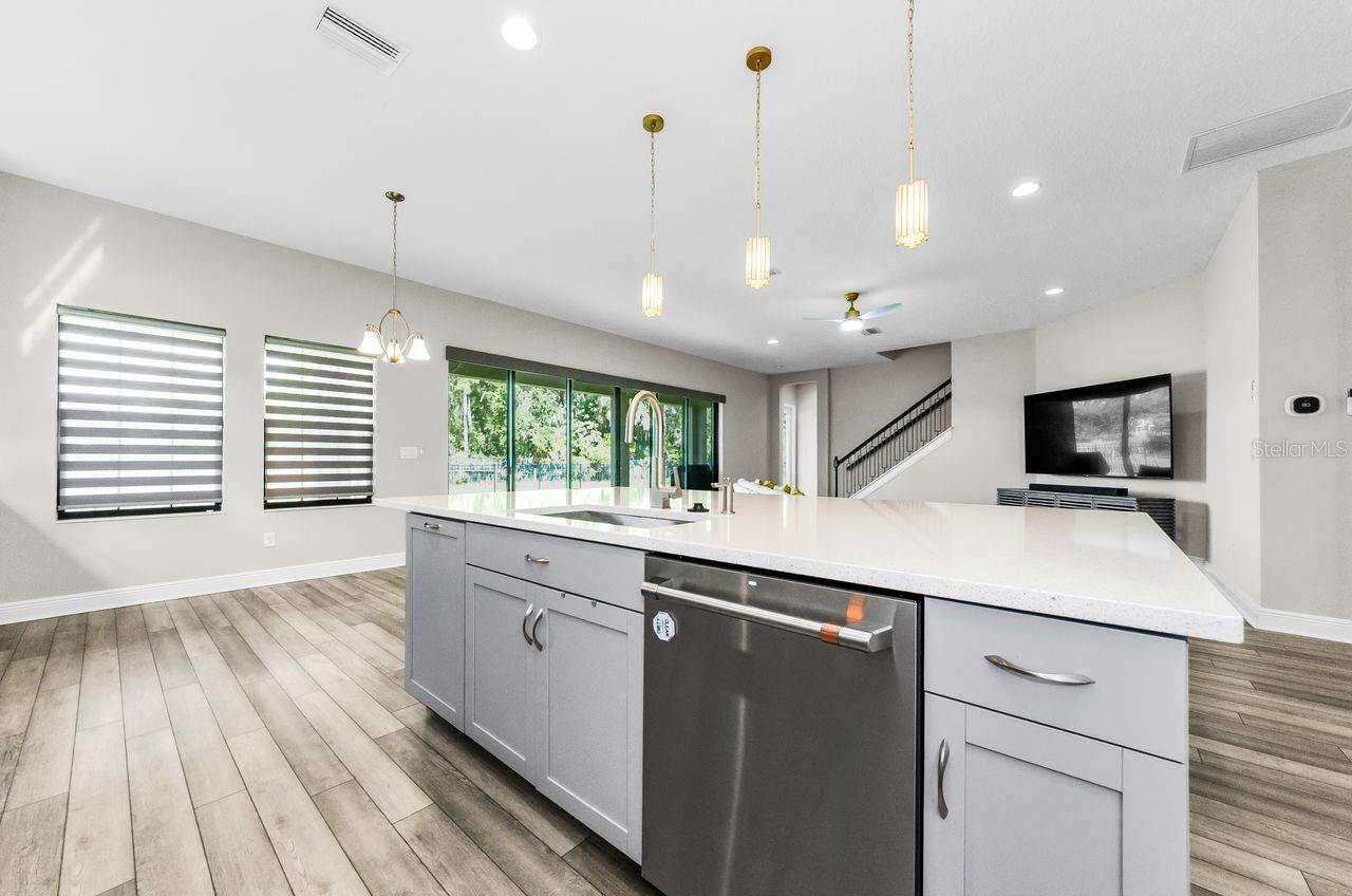 Kitchen island with seating and storage
