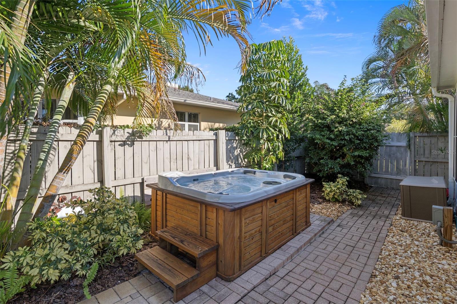 Unwind in the jetted spa after a long day.