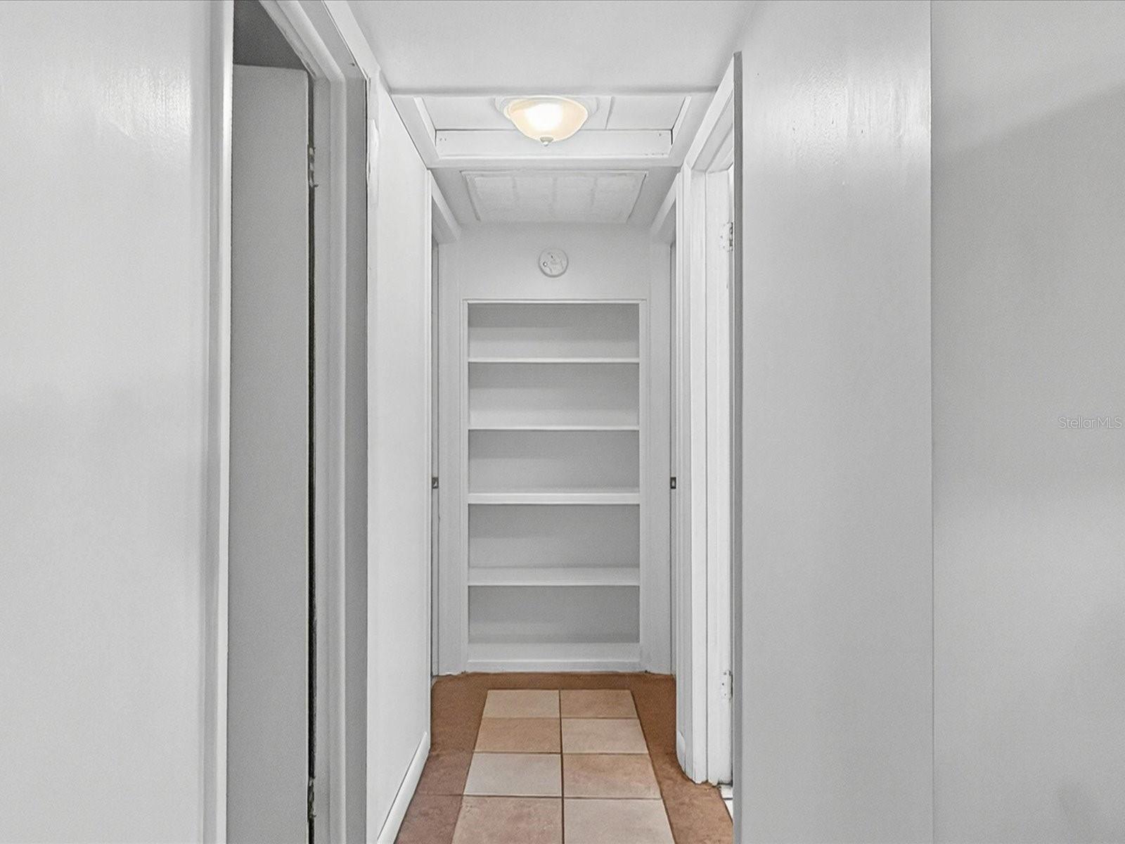 Hallway built-in shelving