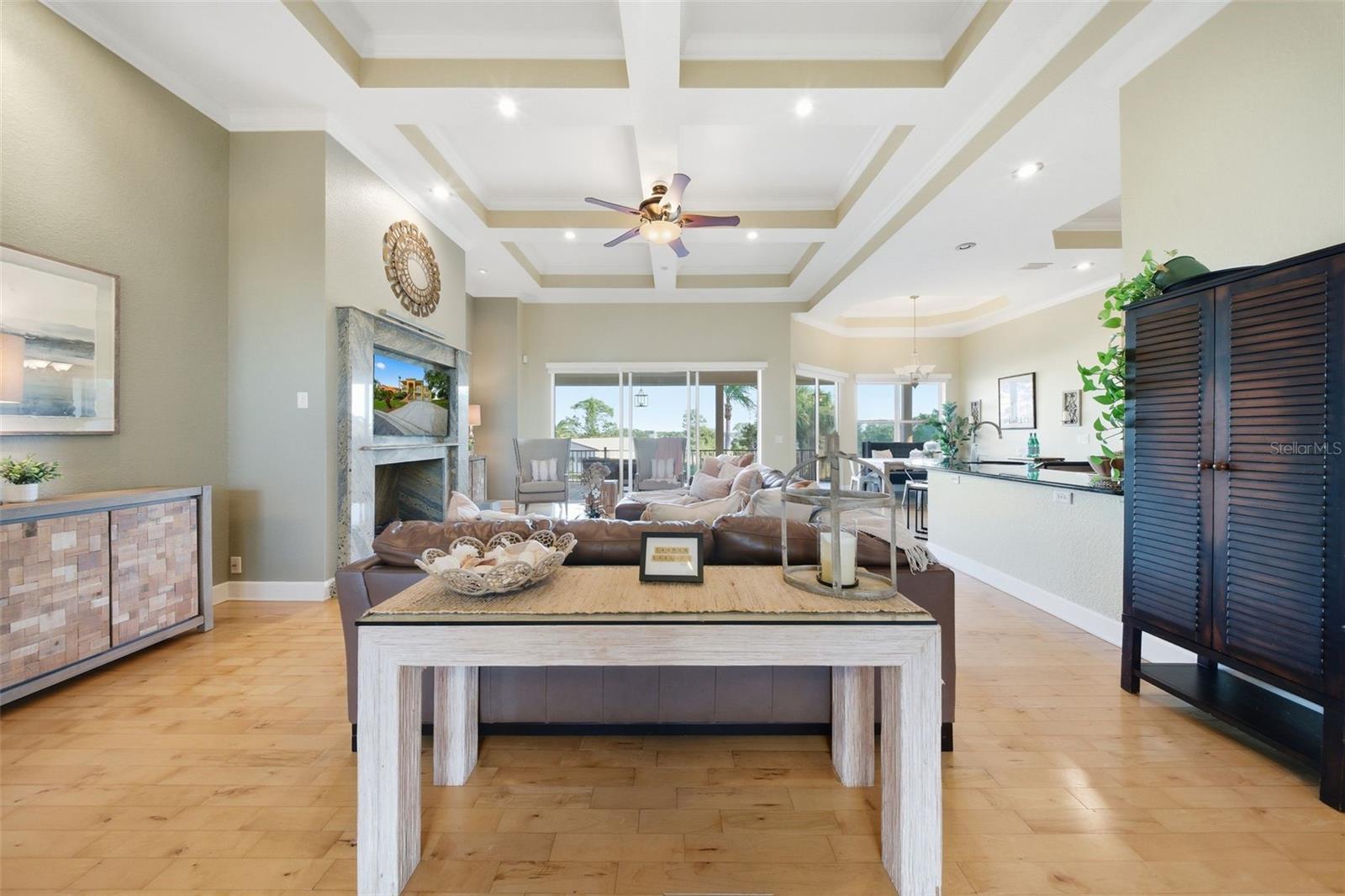 Spacious Living Room with Lake Views