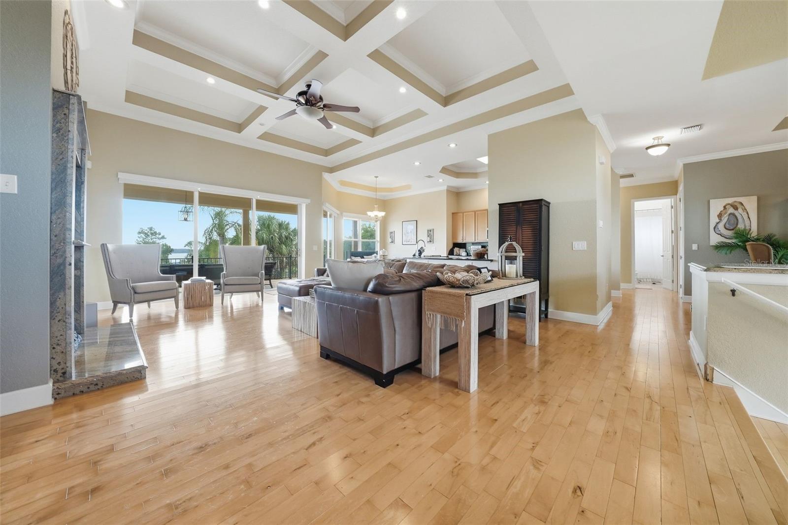 Spacious Living Room with Lake Views