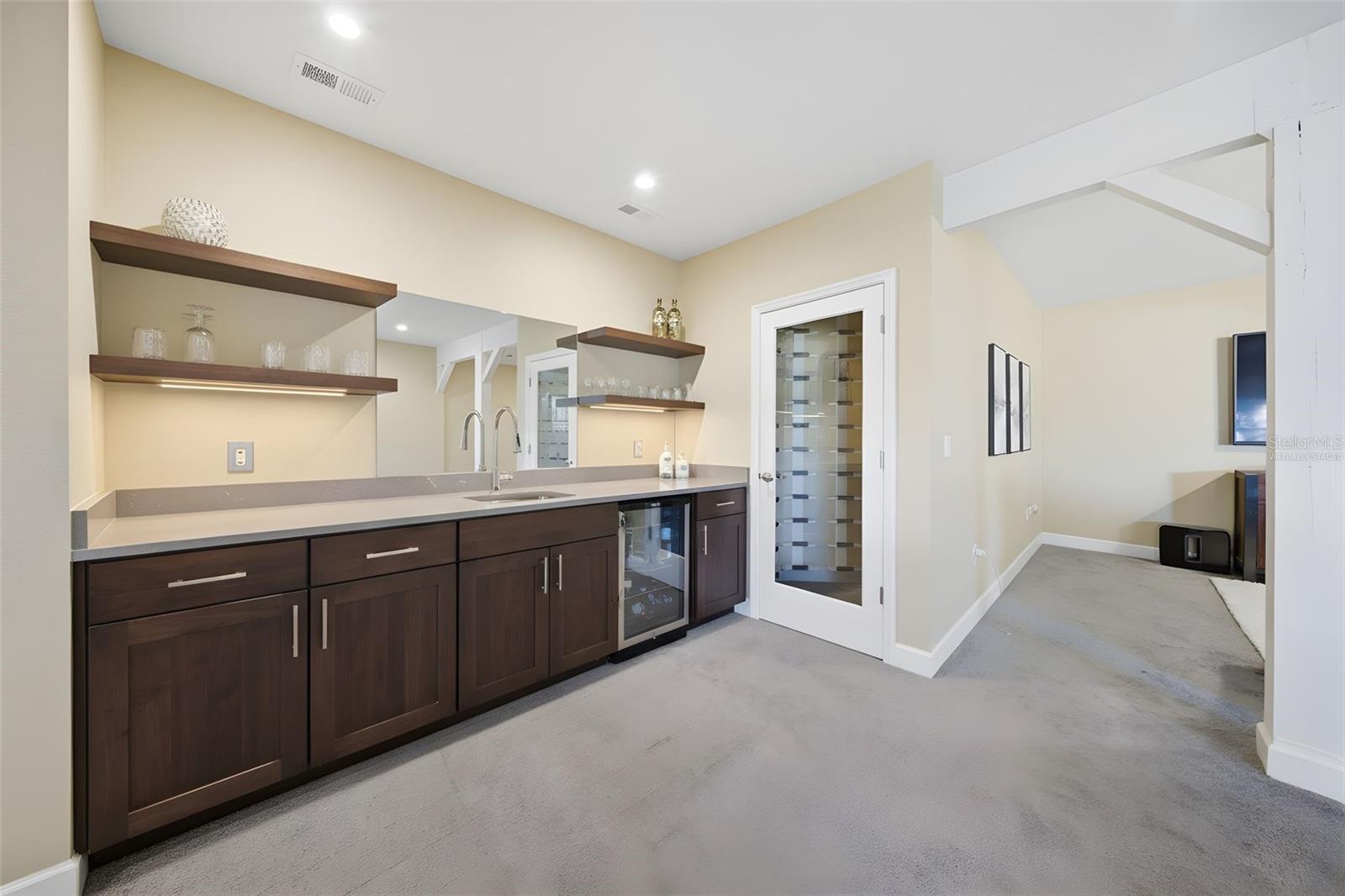 Virtually Staged Wetbar/Kitchenette