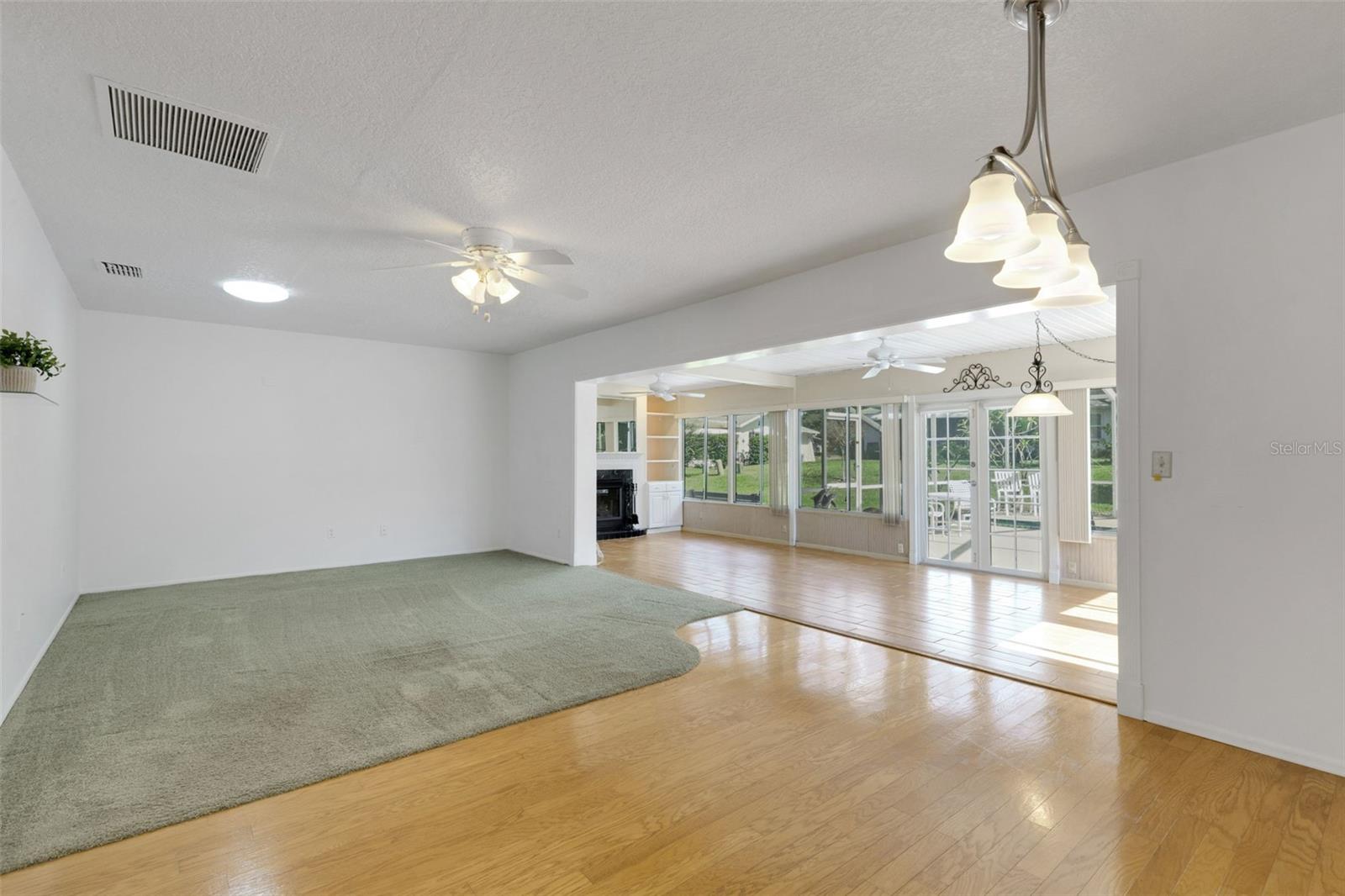 Open, living, dining and family room