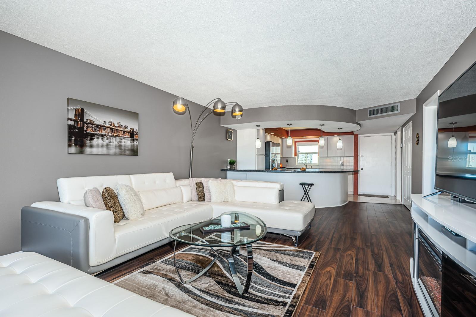 Living room with engineered wood flooring