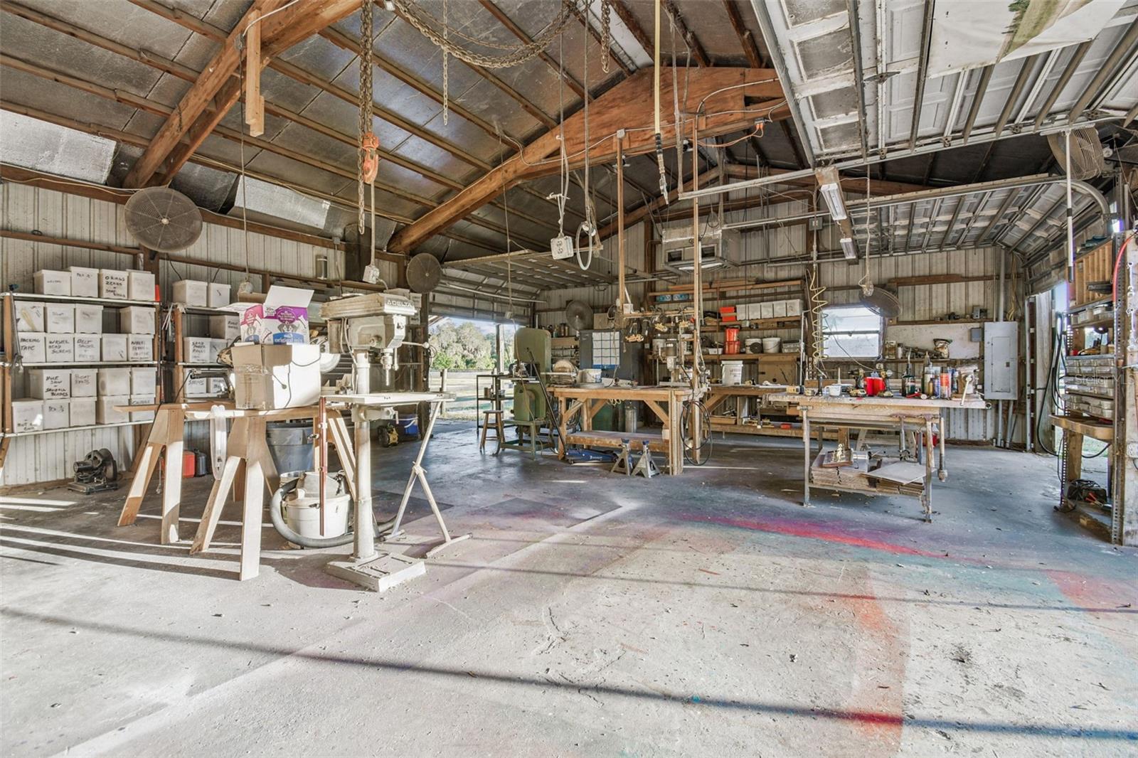 Inside of 7 car garage