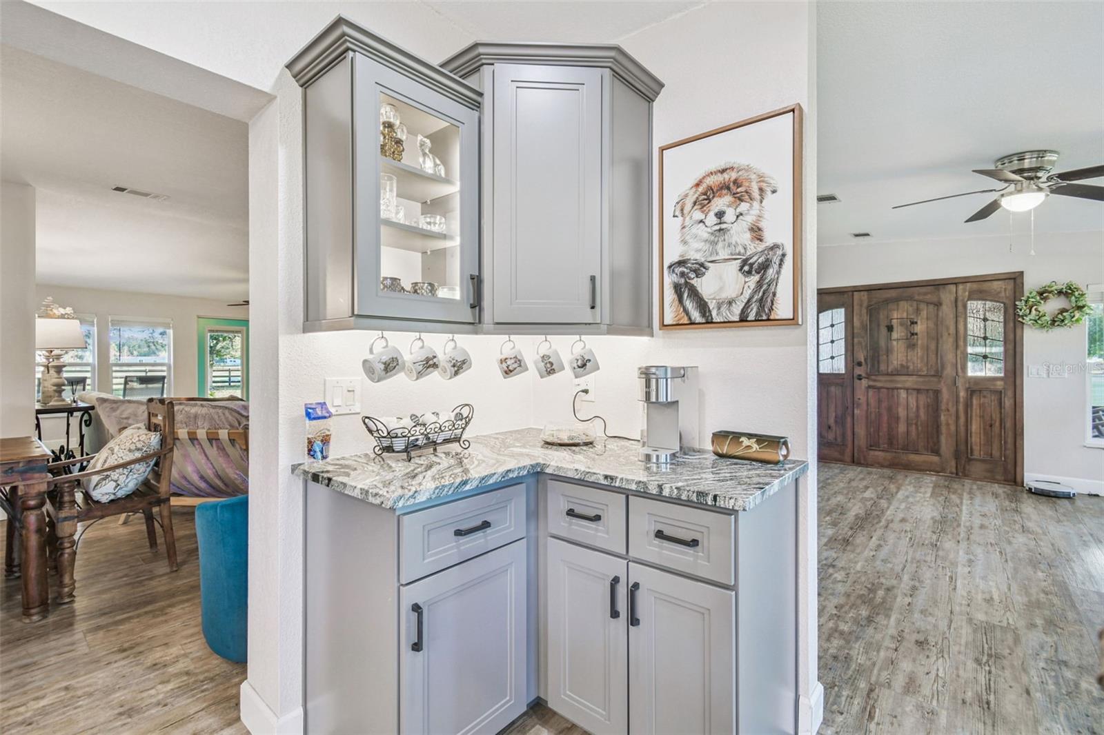 coffee station with undermount lights