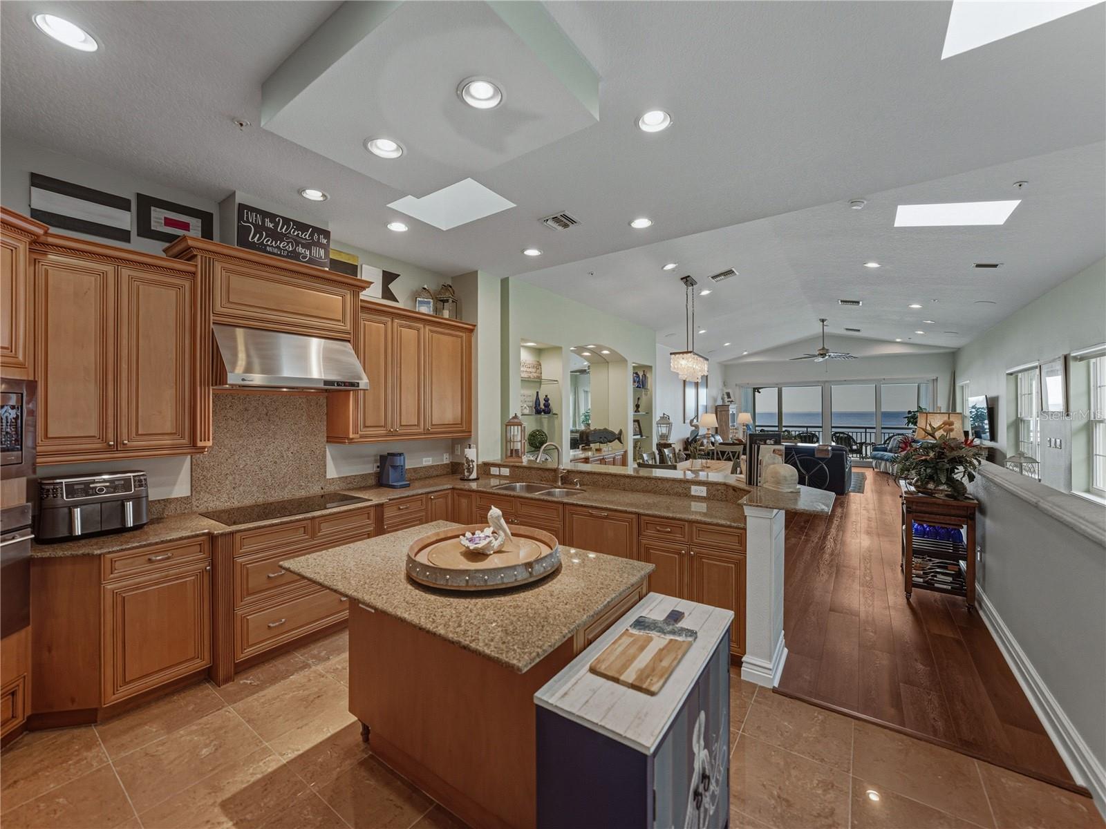 Kitchen is open to gathering area