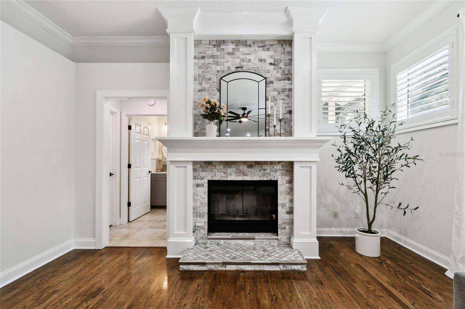 Beautifully updated wood burning fireplace