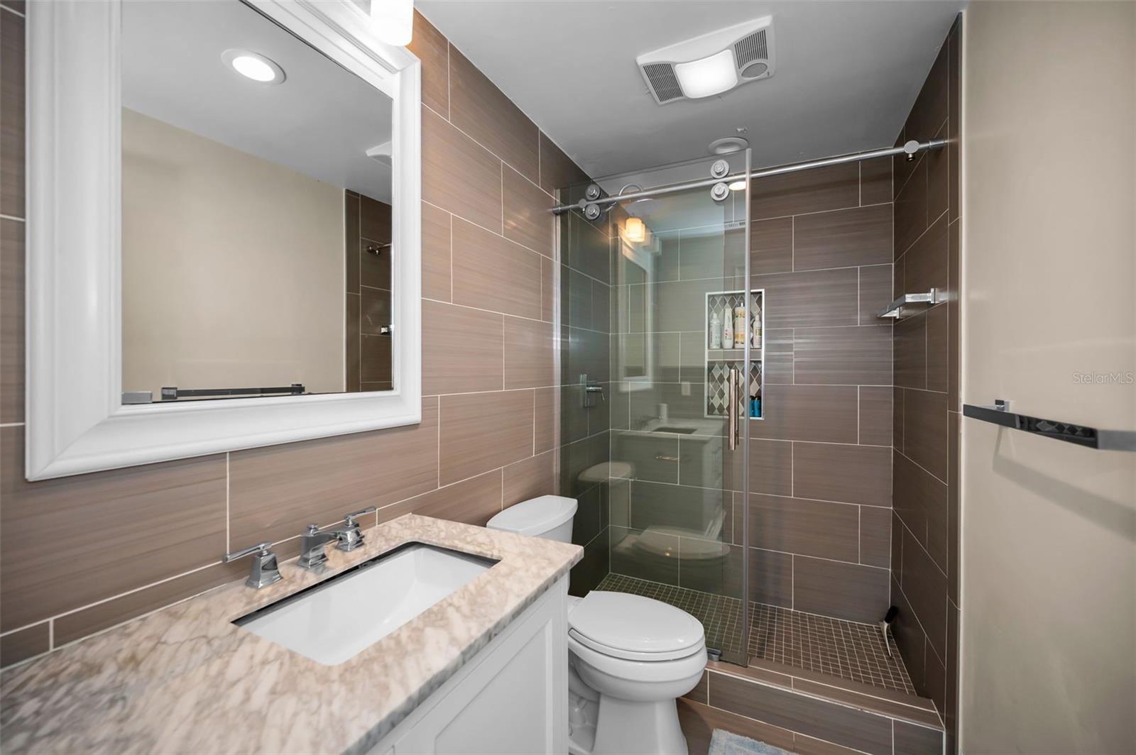 Modern and updated main bathroom