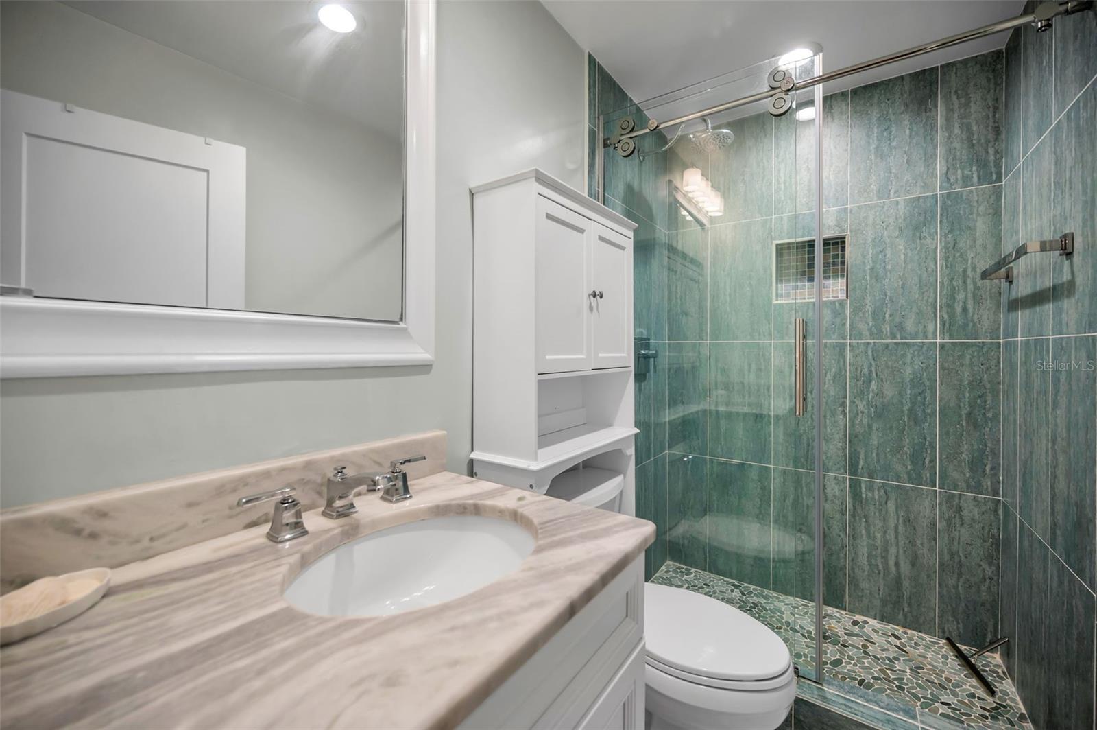 Modern and updated guest bathroom