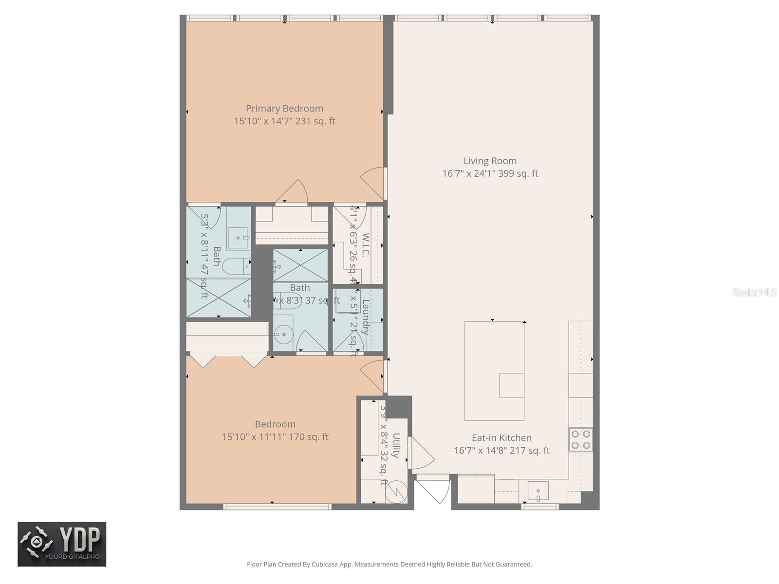 Unit layout - office and dining space at top of living room, too