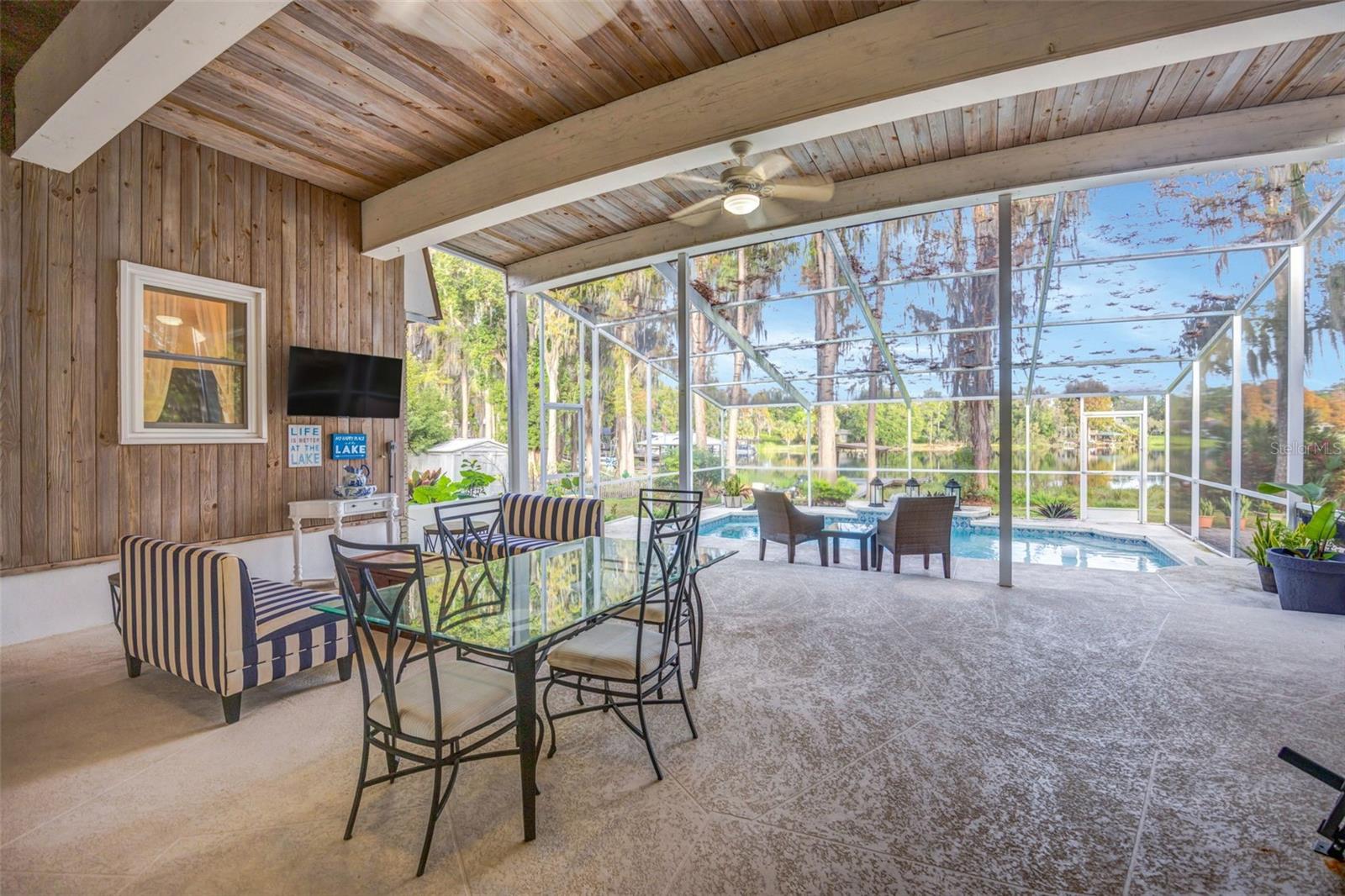 Watch the game in your enclosed outdoor living area