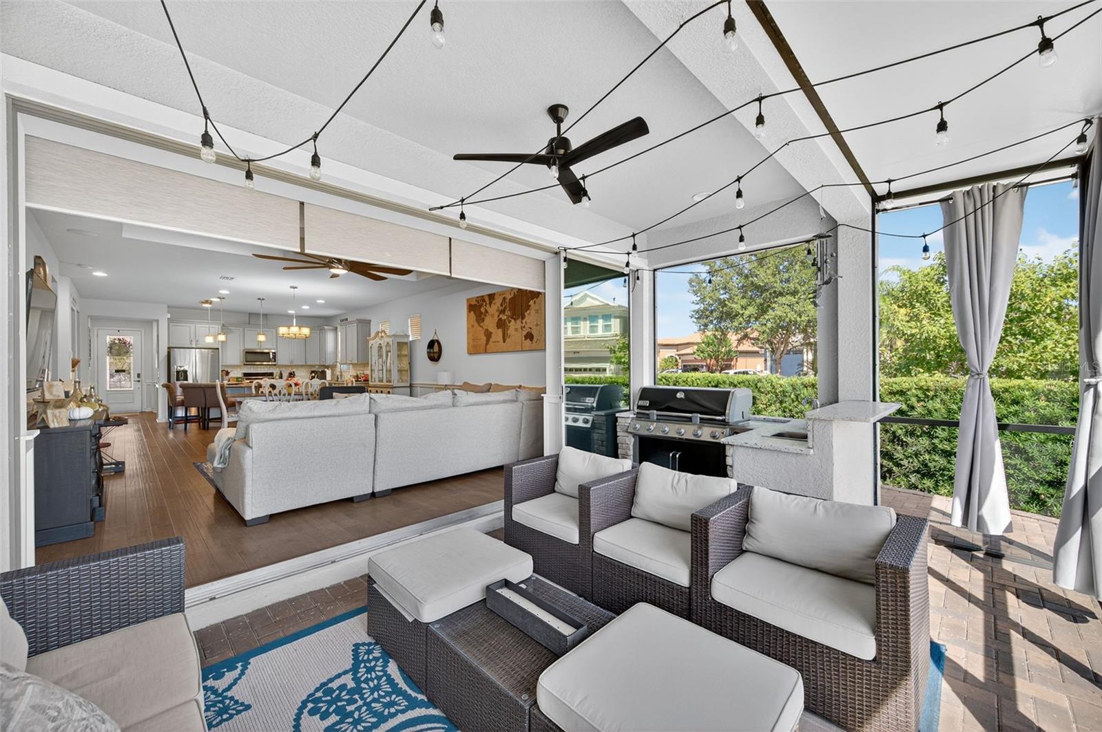 Screened lanai with built-in kitchen