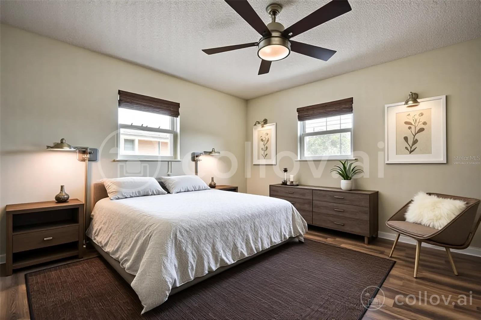 Primary bedroom virtually staged