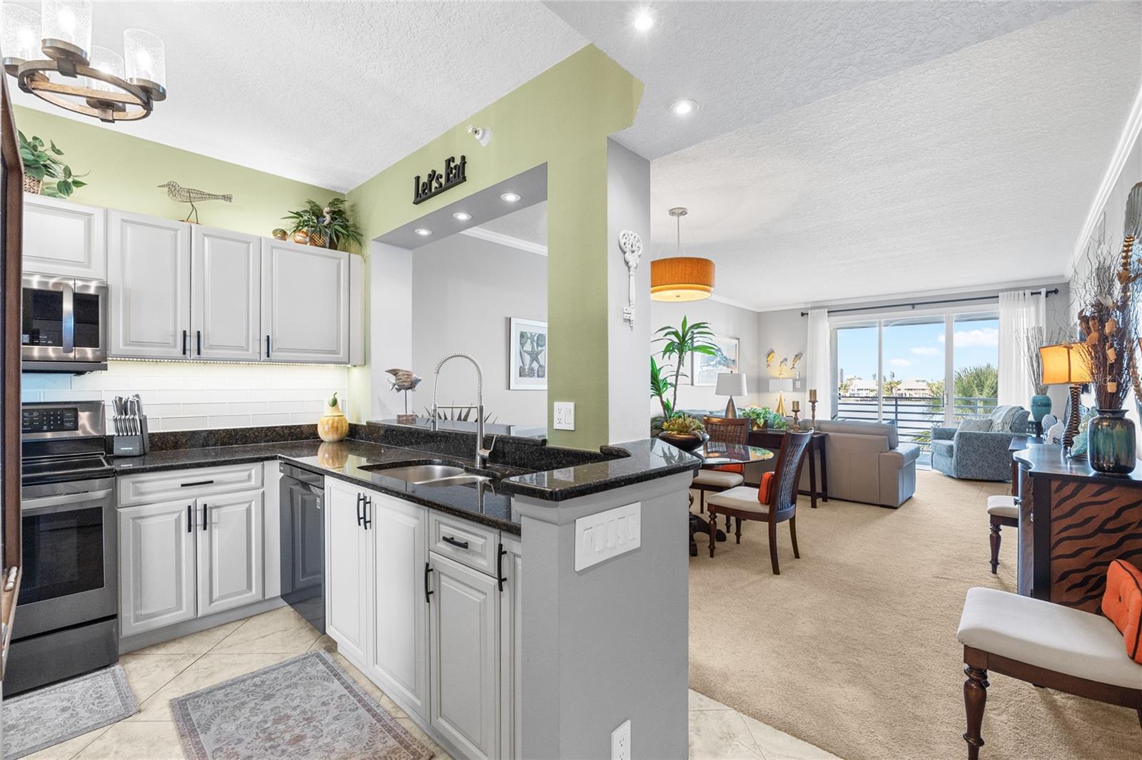 Kitchen Bar area open Dining / Living room