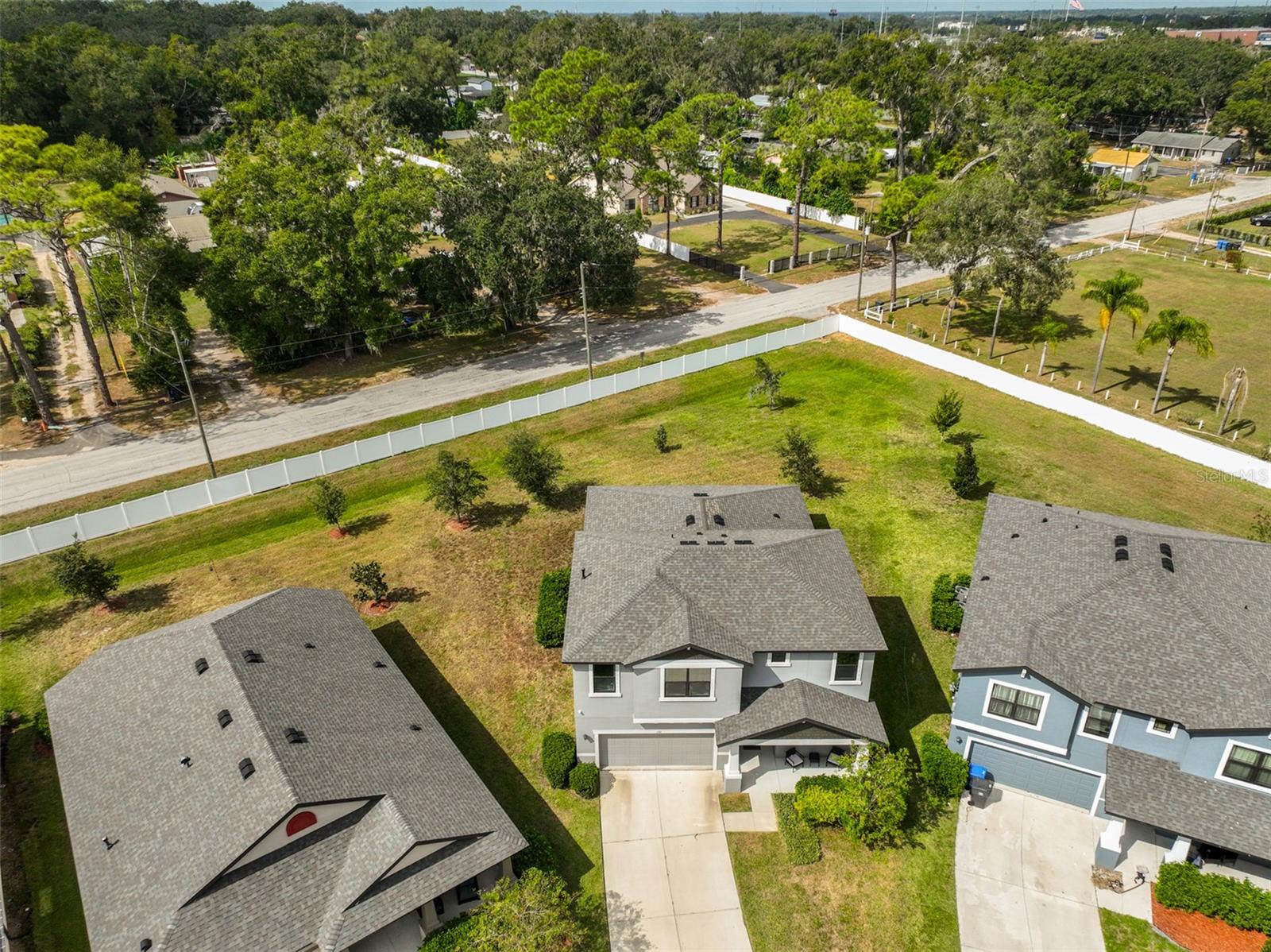 Aerial view of the house, huge backyard