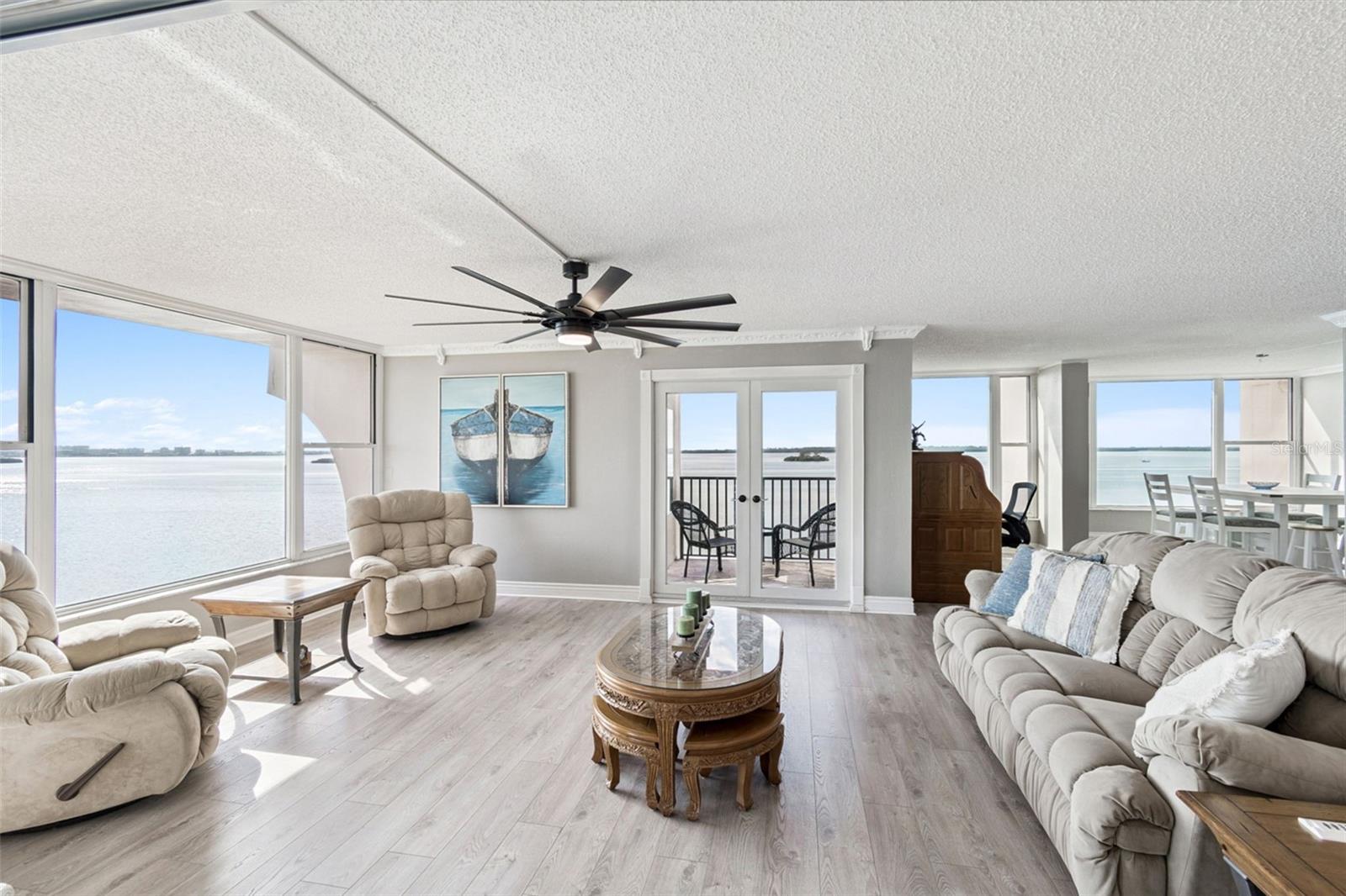 Unobstructed, private waterview from all over the living area