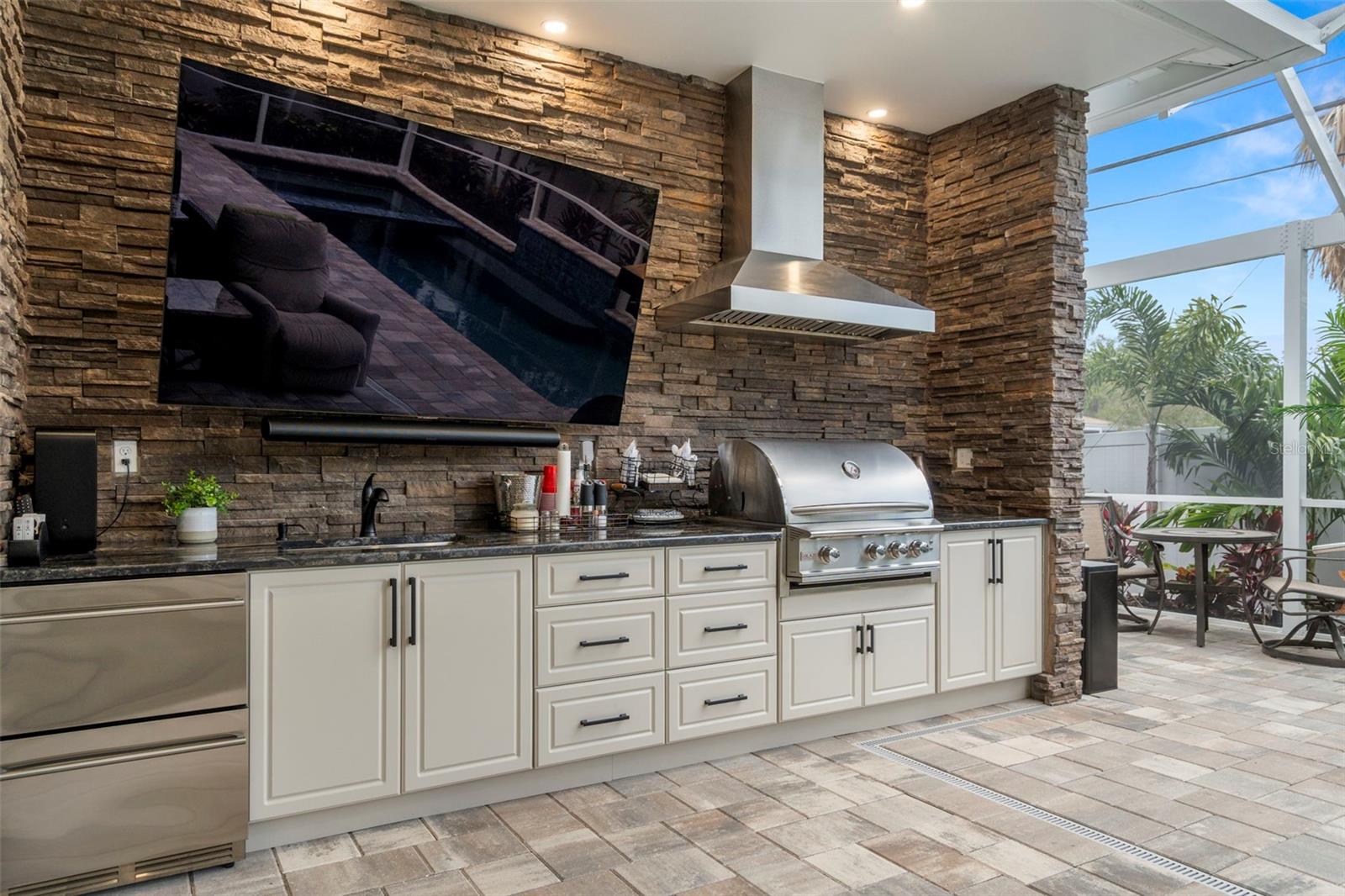 Large custom outdoor kitchen where no expense was spared.