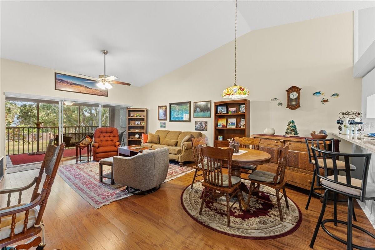 Every area of the kitchen and great room look out to the large screened patio