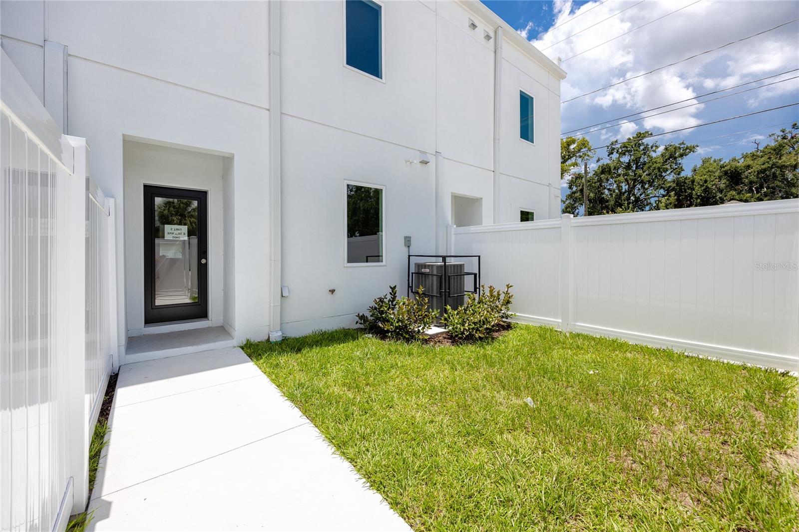 Fenced in patio area