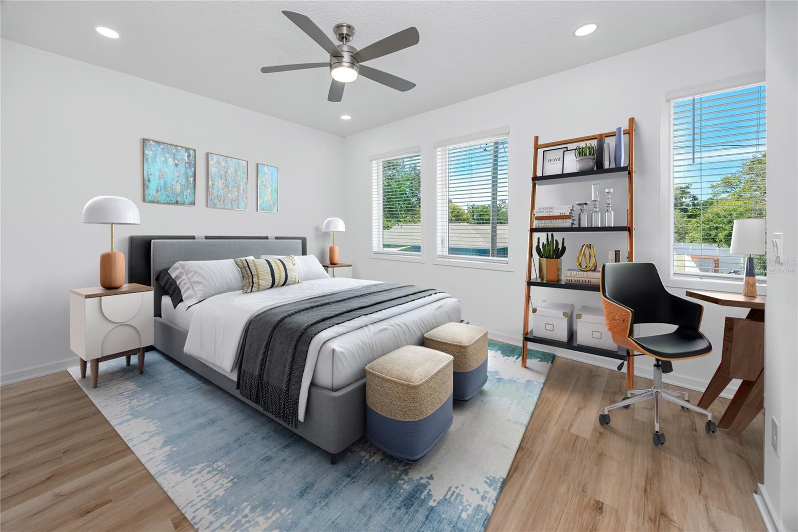 An example of the upstairs bedroom virtually staged