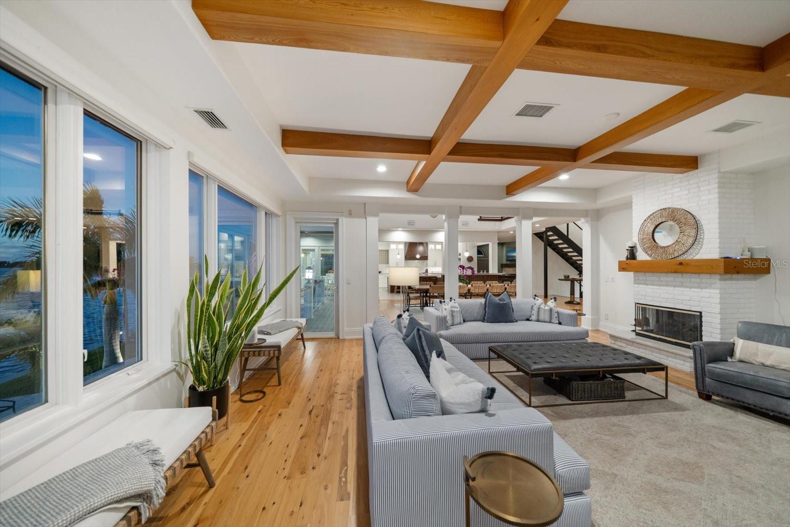 The great room with french doors to the wraparound veranda