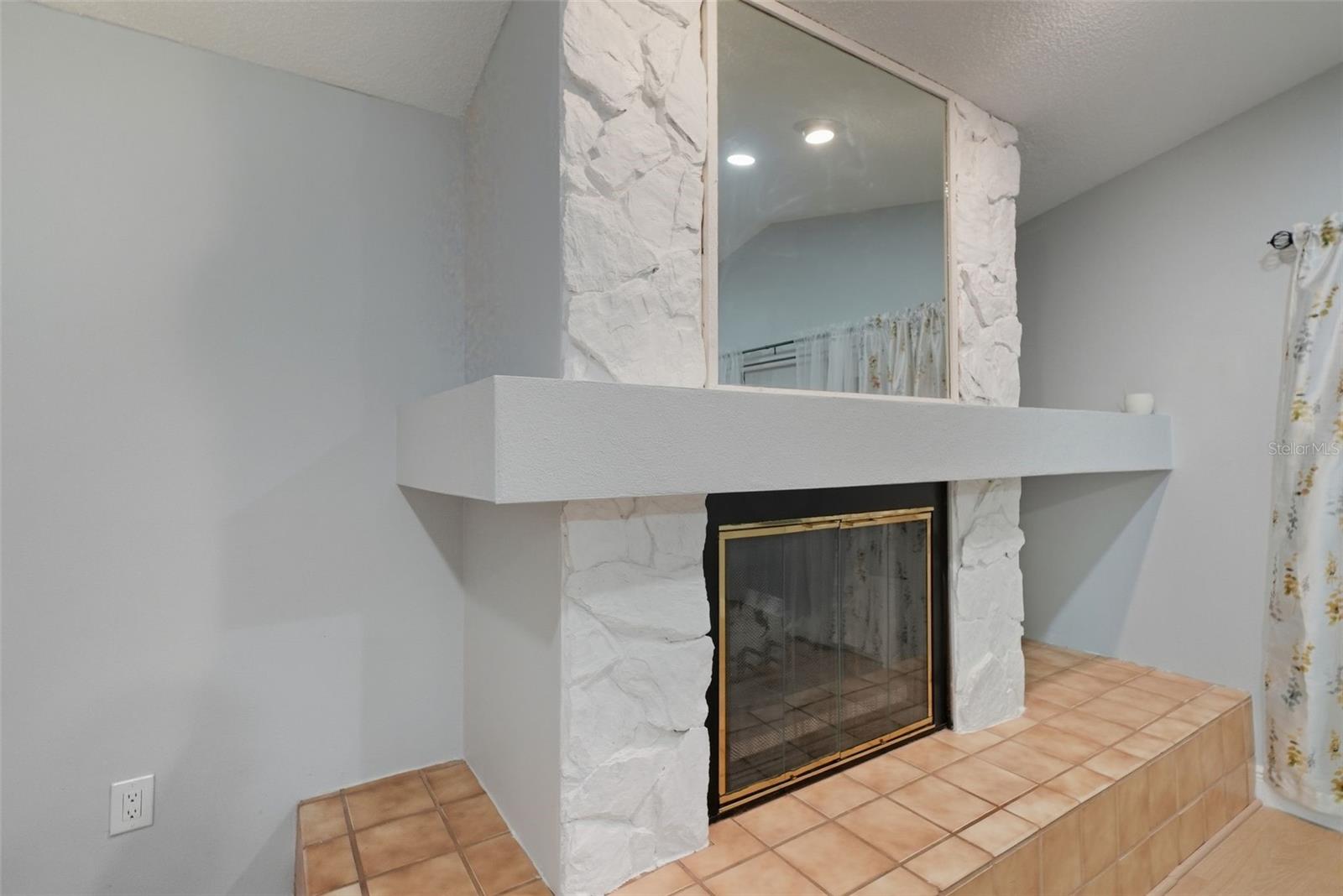 Wood-Burning Fireplace In Living Room