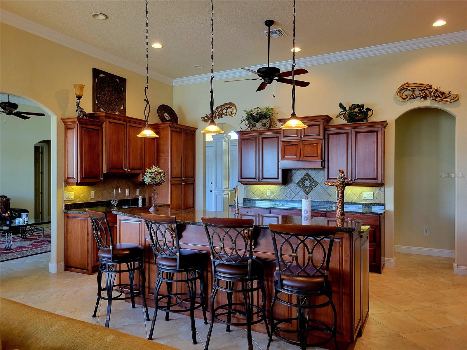 Cherrywood cabinets and open floor plan