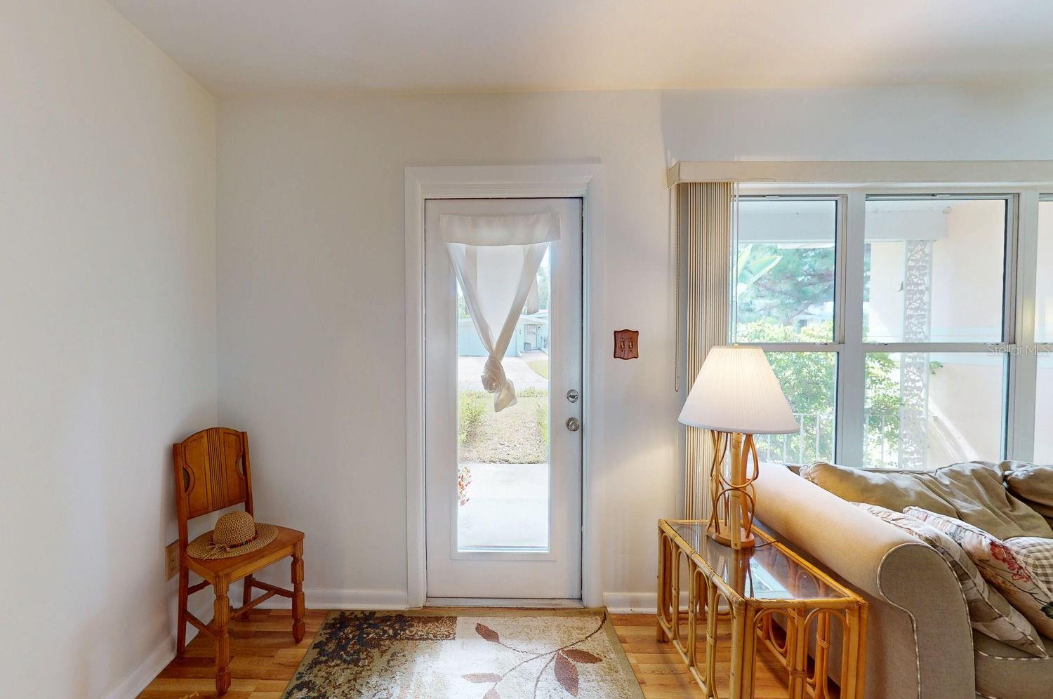 Front door & living room