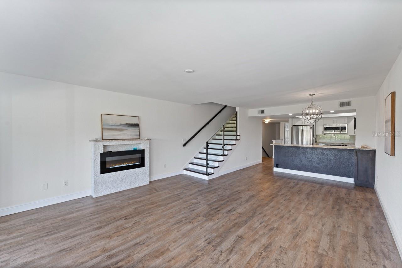 Lighted fireplace or heated lit fireplace