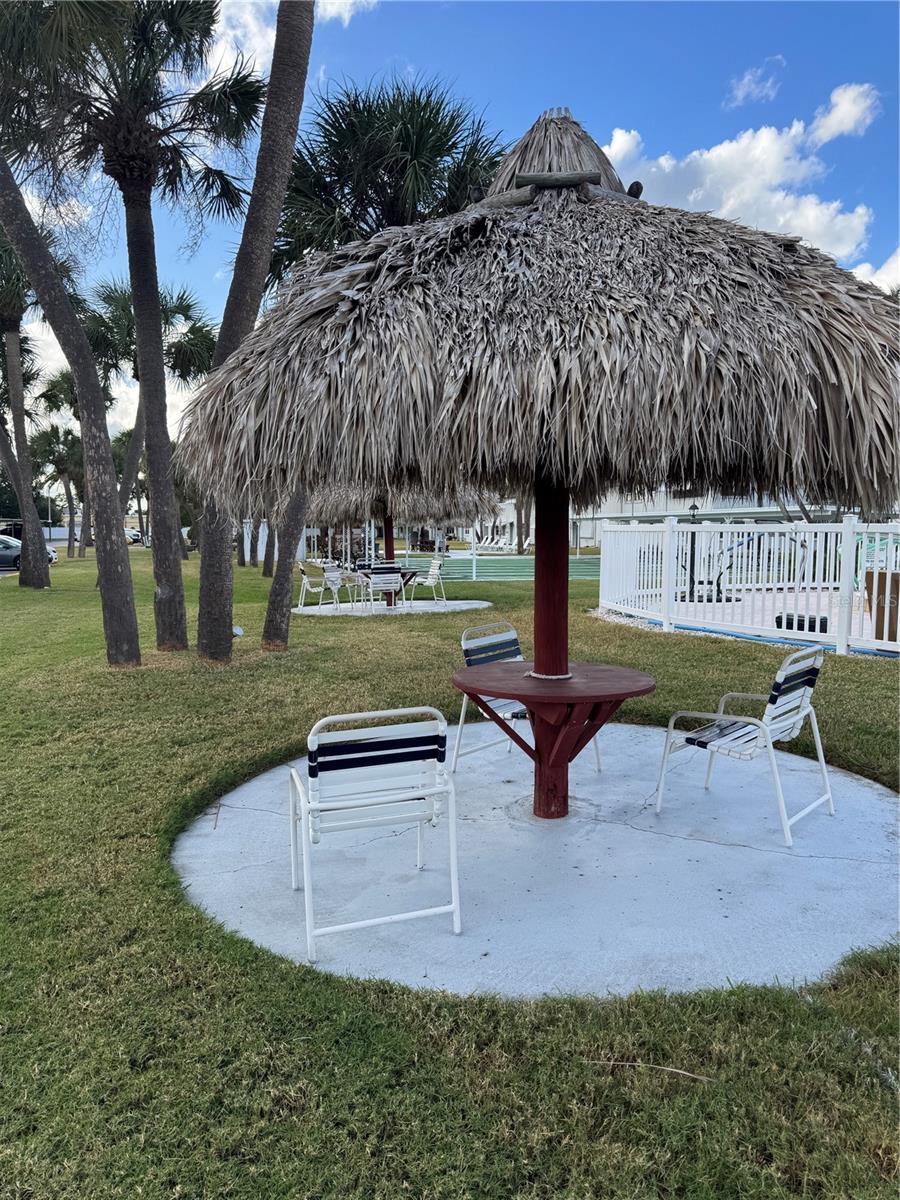 The Tiki hut areas offer space to just sit and relax