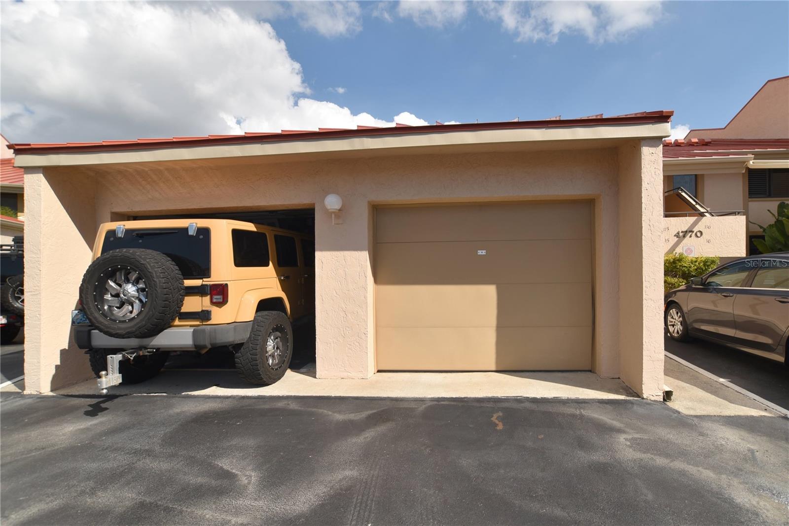 Private garage on the right